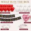 What Is In The Box – Heart Shape Happy Anniversary Decoration Kit 25 Pcs Happy Anniversary Decoration Kit with Heart Shape Balloons & Pink Heart Foil Balloons