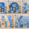Baby Boy Welcome Decoration Ideas Baby boy welcome decoration ideas with blue and white balloons, baby foil balloons, boy stand, welcome baby banner and party backdrop.