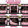 6 Girls Car Boot Birthday Decoration Ideas with Pink White Rose Gold Balloons 17 Pcs Car Boot Birthday Decoration Combo Kit for | Pink White Rose Gold Balloon Surprise Set