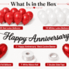 Happy Anniversary Decoration Kit with Black Cursive Banner Happy Anniversary Decoration Kit with Red White Balloons & Heart Foil Balloons
