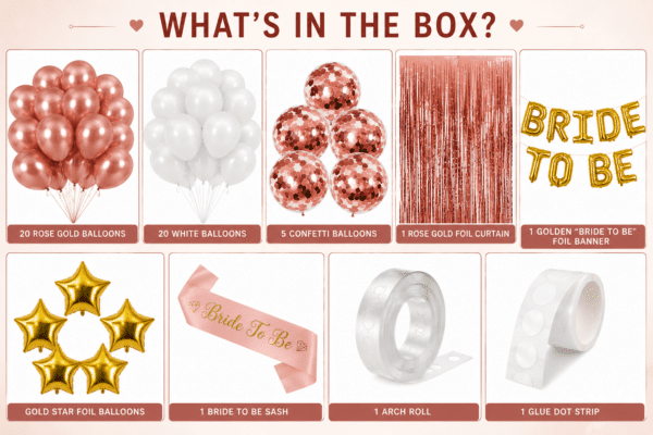 Bride To Be Decoration Kit, Rose Gold Balloons, Foil Curtain, Golden Banner, Star Foil Balloons, Bridal Shower Decoration